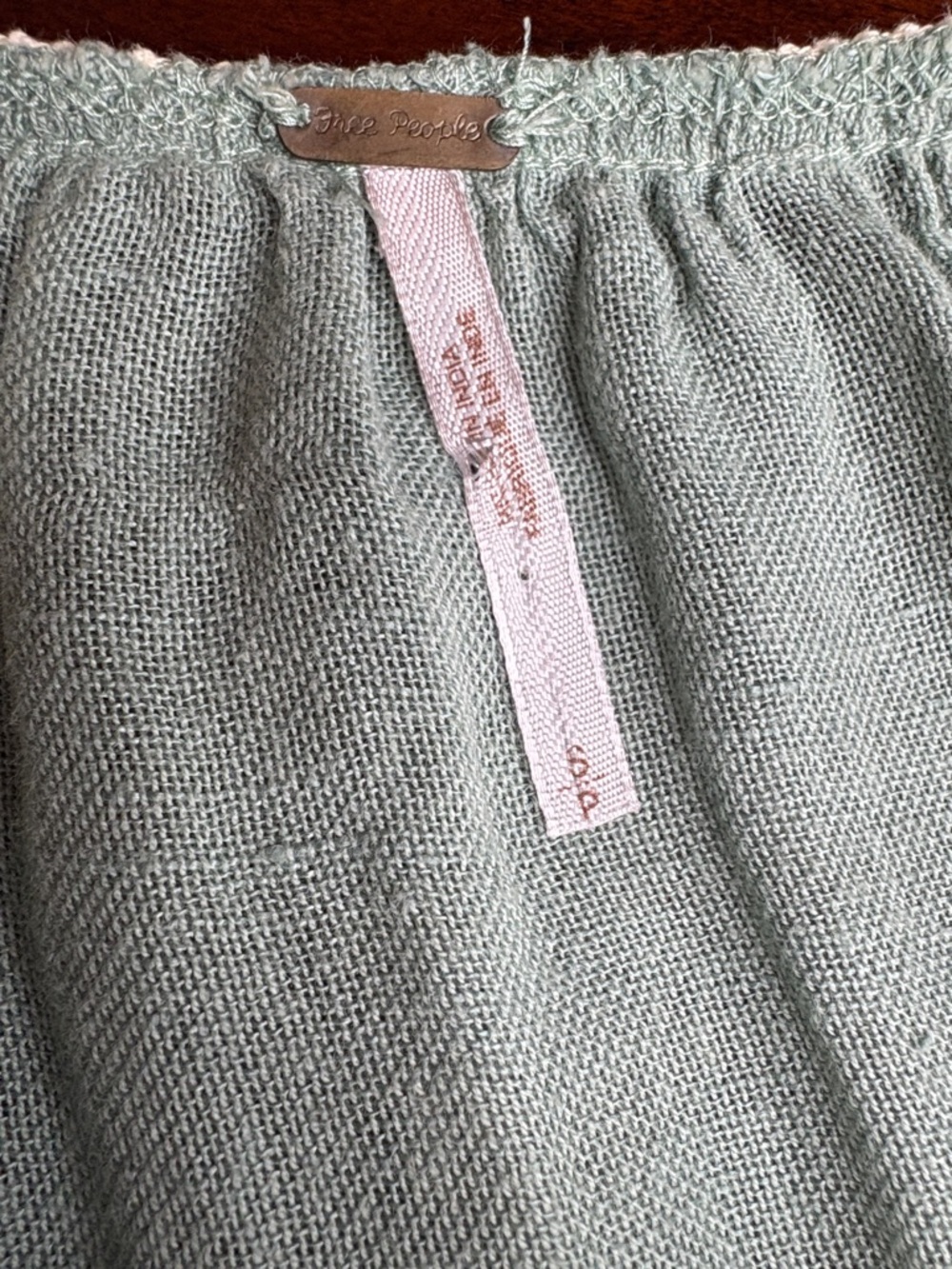 Free People Sage Green Linen & Crochet-Trim Sleeveless Tunic - Picture 6 of 8
